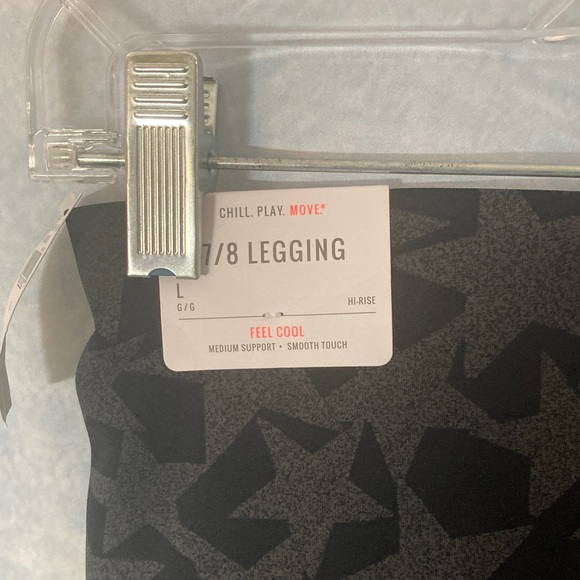 NWT Aerie Black & Grey Star Print Leggings Chill Play Move Line 7/8 Length Large - Picture 8 of 16